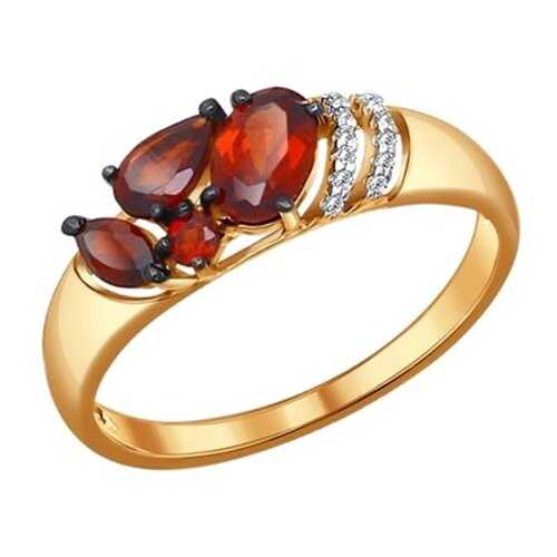 Кольцо женское SOKOLOV из золота с гранатами и фианитами 714047 р.17.5 в Wildberries