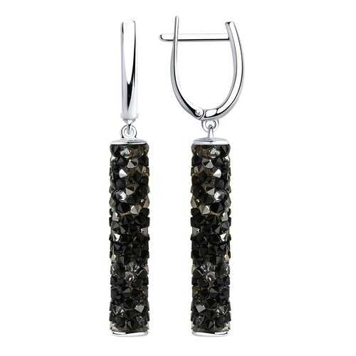 Серьги SOKOLOV из серебра с черными кристаллами Swarovski 94023186 в Wildberries
