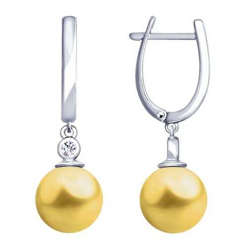 Серьги SOKOLOV из серебра с жемчугом Swarovski и фианитами 94023018 в Wildberries