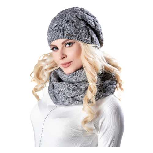 Комплект (шапка+снуд) женский Jagga 1501 серый ONE SIZE в Wildberries