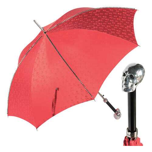 Зонт-трость Pasotti Capo Silver Picco Sculls красный в Wildberries