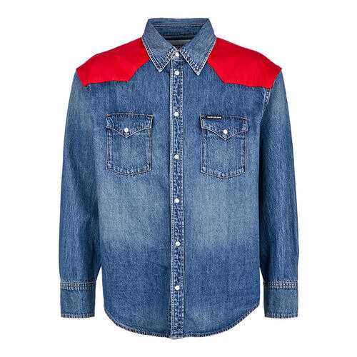 Рубашка Мужская Calvin Klein Jeans синяя 48 в Wildberries