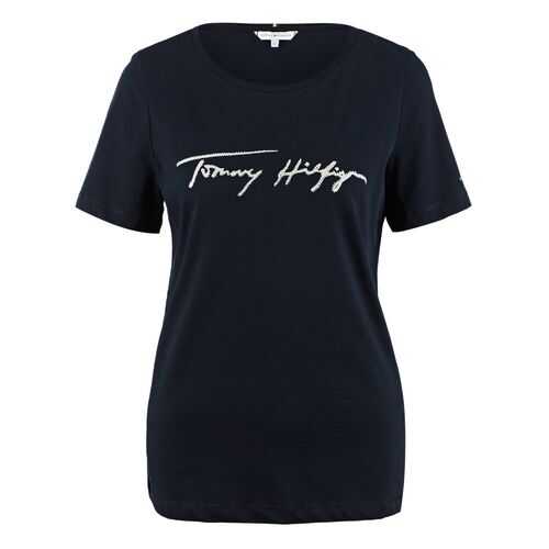 Футболка женская Tommy Hilfiger WW0WW28292 синяя M в Wildberries
