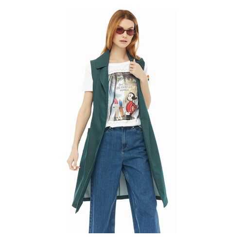 Жилет женский D&M by 1001DRESS DM01676EM зеленый XS в Wildberries